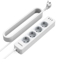 1 x RAW Customer Returns TESSAN 4-way multiple socket with 3 USB, 7 in 1 power strip extension cable 5M, multiple plug with switch, 3600W distribution socket power strip, multiple socket with USB, white - RRP €26.99