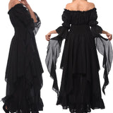 1 x RAW Customer Returns Fiamll Victorian Dress Renaissance Costume Women Gothic Witch Dress Medieval Wedding Dress Black XXL 3XL  - RRP €50.41