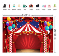 1 x RAW Customer Returns 7x5ft Red Circus Carnival Backdrop Curtain Stars Background Kids Birthday Party Cake Table Decoration Newborn Shower Carnival Banner 2.1x1.5m - RRP €21.6