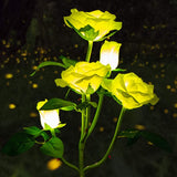 1 x RAW Customer Returns XVZ Solar Garden Stake for Outdoor Garden, 2 Pack LED Rose Solar Lamps with Larger Flower and Wider Waterproof Solar Panel, Solar Flowers for Lawn Patio Path Balcony Decoration - Yellow - RRP €22.98