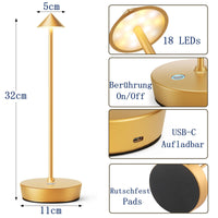 1 x RAW Customer Returns SLSMD Table Lamp Wireless IP54 Led Outdoor Lamp 6000mAh Battery Camping Desk Lamp Rechargeable Bedside Lamp Touch Dimmable in 3 Colors Table Lamp for Indoor Outdoor Golden  - RRP €37.77