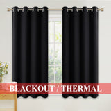 1 x RAW Customer Returns PONY DANCE Curtains Black Opaque Thermal Curtain Eyelet Curtain Set of 2 Blackout Curtains Bedroom Curtains with Eyelets Blackout Curtain, H 137 x W 117 cm - RRP €25.46