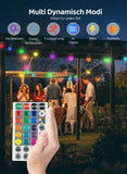 1 x RAW Customer Returns Gaoxun Smart RGB fairy lights outdoor 15m, 15 LED G50 bulbs with remote control, IP44 waterproof, timer function, multi-modes for patio, weddings, parties, connectable 2x 15 LEDs outdoor - RRP €35.44