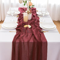 1 x RAW Customer Returns AOKSUNOVA Table Runner Muslin Bordeaux Red 80cm x 4m Table Runner Cheesecloth Wedding Washable Wine Red - RRP €20.16