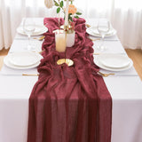 1 x RAW Customer Returns AOKSUNOVA Table Runner Muslin Bordeaux Red 80cm x 4m Table Runner Cheesecloth Wedding Washable Wine Red - RRP €20.16