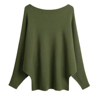 1 x RAW Customer Returns Cegerne women s sweater elegant oversized sweater long-sleeved shirt sweatshirt knitted sweater batwing batwing sleeves knitted sweater top tops, arm green - RRP €37.3