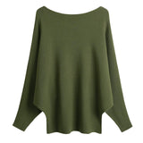 1 x RAW Customer Returns Cegerne women s sweater elegant oversized sweater long-sleeved shirt sweatshirt knitted sweater batwing batwing sleeves knitted sweater top tops, arm green - RRP €37.3