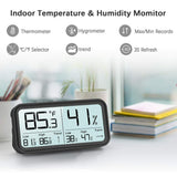 1 x RAW Customer Returns BFOUR Digital Hygro Thermometer Indoor Thermometer Hygrometer, Temperature Humidity Meter, Air Monitor for Rooms, Climate Control Monitor, Black - RRP €12.41