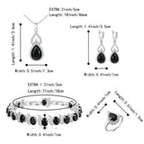 1 x RAW Customer Returns Clearine Jewelry Set for Women Silver Plated Black Teardrop Cubic Zircon Necklace Open Adjustable Ring Earrings Bracelet Set for Wedding Anniversary Mother s Day - RRP €28.22