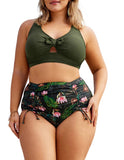 1 x RAW Customer Returns Hanna Nikole Bikini Women Sets Plus Size Push Up High Waist Swimsuits Black Safflower 42 - RRP €42.6