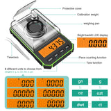 1 x RAW Customer Returns ORIA Fine Scales 0.001g, Digital Milligram Scales 50g 0.001g, Digital Pocket Scales with LCD Display, Lab Digital Scales, Portable Mini Scales with Weighing Tray, Calibration Weights and Tweezers - Green - RRP €21.8