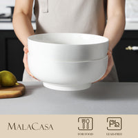 1 x RAW Customer Returns MALACASA, Regular Series, 2-piece cream white porcelain cereal bowl set, 3400ml soup bowl, rice bowl, food bowl, snack bowl, dessert bowl for salad, soups, ramen, fruit etc. - RRP €39.99