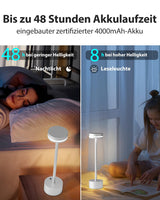 1 x RAW Customer Returns LED Rechargeable Wireless Battery Table Lamp with Touch Switch, Full Aluminum Lamp Body, 3-Level Dimming, 4000mAh Battery, 3000K Warm Light, for Dining Table, Living Room Silver  - RRP €28.66