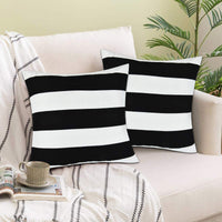 1 x RAW Customer Returns Alishomtll Set of 2 Striped Cushion Covers 50 x 50 cm Cushion Cover Soft Decorative Cushion Covers Set Couch Cushion Cover with Zip for Sofa Bedroom Black White - RRP €17.99