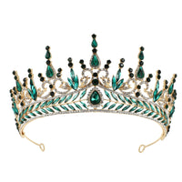 1 x RAW Customer Returns Baroque Rhinestone Queen Crown Tiara Crystal Bridal Wedding Tiara Diamond Princess Crown Bridal Costume Jewelry Hair Accessory Green - RRP €31.25