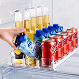 1 x RAW Customer Returns Accwork 38cm Refrigerator Organizer Drinks, Automatic Refrigerator Organizer Cans, Refrigerator Can Dispenser Organizer Cans Drinks for 15 Cans, 3 Rows 25 38cm  - RRP €24.98