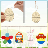 4 x Brand New 4BAOHUI Easter crafts for children, 264 pieces of wooden Easter pendants for painting, DIY Easter pendant wood painting, Easter pendant wood, Easter craft set with wooden pendant watercolor pen rhinestone eye bell rope - RRP €46.64