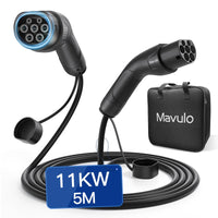 1 x RAW Customer Returns Mavulo Type 2 charging cable, Mode 3 11kW 16A 5 meters 3 phase for EV electric cars, Type 2 to Type 2 EV charging cable for ID3, ID4, ID5, Kona Electric, Zoe with carrying bag - RRP €100.2