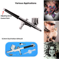 1 x RAW Customer Returns Awsuc Airbrush Set Dual Action Nozzle 0.3 mm Gun Spray Gun Paint Gun for Advertising Illustrations, Body Painting, Model Making, Nail Design - RRP €20.16