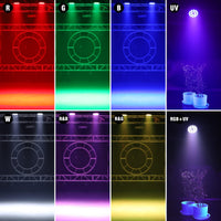 1 x RAW Customer Returns 4pc UV LED Par Light Spotlights 200W 18 LEDs 4 in 1 LED Stage Light Spotlight DMX512 RGB 8 Channels with Par Light Mixing Infinite Rainbow Effect for Stage DJ Party Show Bar Halloween Christmas - RRP €248.99