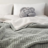 1 x RAW Customer Returns MH MYLUNE HOME Sherpa Blanket Cotton Knitted Blanket Oeko-Tex 180x200cm 660GSM Thick Cuddly Blanket Fluffy Sofa Blanket Bed Throw Warm Crocheted Blanket Winter Blanket Light Green Gray - RRP €60.49