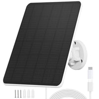 1 x RAW Customer Returns 6W Solar Panel for Surveillance Camera, Solar Module for Security Camera DC 5V, Outdoor Camera, Doorbell and Outdoor Lighting with USB and USB-C Connection, 3m Cable, Bracket - RRP €21.99