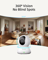 1 x RAW Customer Returns blurams 2K Internal Wifi Camera, Dual-Band 2.4GHz 5GHz, Internal Wifi Surveillance Camera, 360 wifi camera for Home Security, Two-way Audio, Night Vision, Siren, Cloud - RRP €49.99