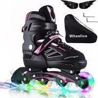 1 x RAW Customer Returns Wheelive Adjustable Inline Skates for Children and Adults, Performance Roller Skates with Full Light Wheels Ideal for Boys Girls Men Women - RRP €50.41