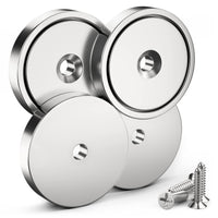 1 x RAW Customer Returns FINDMAG Strong Magnets, 4 Pieces 32 mm x 5 mm, Extra Strong Neodymium Magnets, Door Magnets, Magnets, Strong Self-Adhesive Magnets, Multi-Purpose Magnets, Countersunk Head with 4 Screws - RRP €22.8