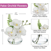 1 x RAW Customer Returns Briful set of 3 artificial flowers, artificial orchids, artificial flowers like real decorative flowers with glass vase, bathroom decoration, artificial plant for living room, party, office, bathroom - RRP €25.2