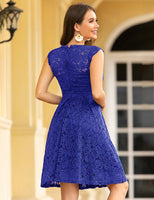 1 x RAW Customer Returns Meetjen Women s Festive Cocktail Dress Elegant Evening Dress Wedding Dress Knee Length Bridesmaid Midi Lace Dresses Royal Blue XL - RRP €41.84