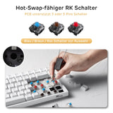 1 x RAW Customer Returns RK ROYAL KLUDGE RK84-DE 75 Gaming Keyboard, 85 Keys Compact TKL Keyboard, Bluetooth Mechanical Keyboard, Blue Switch, RGB Backlight, 2.4Ghz Gaming Keyboard for Mac Windows - RRP €99.13