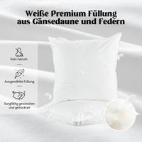 1 x RAW Customer Returns puredown set of 2 down pillows, pillow 80x80cm, 1000g filling feather pillow, goose down side sleeper pillow, washable, 100 cotton cover, white - RRP €69.99