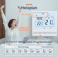 1 x RAW Customer Returns Beok Thermostat Heating Digital Programmable Thermostats Underfloor Heating Room Thermostat for Water Underfloor Heating Temperature Controller Wall Thermostat 230V 3A TOL47-WP - RRP €30.24