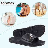 1 x RAW Customer Returns Knixmax Men s Beach and Pool Shoes Shower Slippers Bathroom Slippers Indoor and Outdoor Slippers Sandal Hook and Loop Black 44 45EU - RRP €18.4