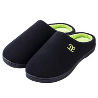 1 x Brand New DL Men s Memory Foam Slippers - Winter Warm Slippers for Men - Cozy Plush Slippers - Flannel Lined - Closed Toe - Non-Slip, Black Green, 42 43 EU - RRP €51.6