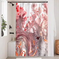 1 x Brand New Pink and Gray Shower Curtain, Uiiooazy Abstract Red Marble Effect Shower Curtain Anti-Mildew Bath Curtain Waterproof Washable Polyester Fabric Bathroom Curtain with 12 Hooks 180Lx180Hcm - RRP €19.99