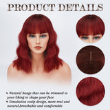 1 x RAW Customer Returns Barsdar Short Bob Wigs with Bangs Shoulder Long Women Short Wig Curly Wavy Synthetic Cosplay Wig Wig for Girls Costume Wigs Colorful Natural Wavy Wigs Ombre Red - RRP €22.18