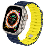 1 x RAW Customer Returns Anlinser Compatible with Apple Watch Strap 49mm 45mm 44mm 42mm, Silicone Replacement Strap Compatible with Apple Watch Ultra 2 Ultra SE Series 9 8 7 6 5 4 3 2 1 Dark Blue Yellow  - RRP €13.99