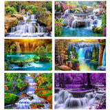 6 x Brand New Diamond Painting Embroidery Diamond Painting Complete Kit in Bead Diamond to Stick Landscape Accessories Canvas 5d Painting Child Adult Rhinestone Lot Puzzle Drawing Wall Decoration Bedroom Fall - RRP €133.08