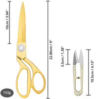 1 x RAW Customer Returns Handi Stitch Tailor s Scissors Gold Fabric Scissors with Thread Cutter - Professional Textile Scissors Sharp 22.86cm Made of Stainless Steel - Golden Scissors Cuts Fabric, Clothing, Textiles, Leather, Jeans- RRP €16.99