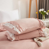 1 x RAW Customer Returns Herside Bed Linen 240x220 Pink Ruffle Bedding Sets White Pink 2 Layer Ruffle Design Soft Microfiber Boho Duvet Cover 2 Pillowcases 80x80 cm White-Pink, 240 x 220 cm  - RRP €57.99