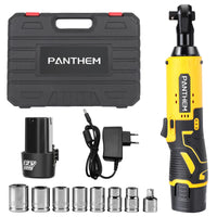 1 x RAW Customer Returns 3 8 Cordless Ratchet Wrench Cordless Ratchet Wrench, Cordless Ratchet Electric Ratchet Screwdriver, Max 60N.m Power Ratchet Wrench with Battery, 1 4 Adapter, 7x Socket Wrench Inserts Yellow  - RRP €63.52