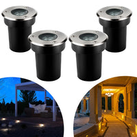 1 x RAW Customer Returns CPROSP 4PCS 1W LED Outdoor Recessed Ground Spotlight, 90 Lumen Path Light, Warm White 3000K 45 , for Garden Path Lighting, IP65 Waterproof - RRP €41.27