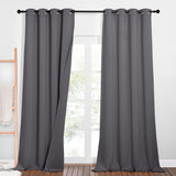 1 x RAW Customer Returns PONY DANCE Three-layer 100 blackout curtains eyelets soundproof curtain set of 2 H 260 x W 132 cm thermal curtain against heat bedroom curtains and drapes gray opaque - RRP €102.95