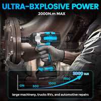 1 x RAW Customer Returns 2000Nm Cordless Impact Wrench Compatible with Makita 18V Lithium Battery, 3 4 Inch Brushless Impact Wrench with Sockets and Adapter Without Battery  - RRP €199.24