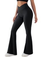 1 x RAW Customer Returns OMKAGI Women s Flared Yoga Trousers, Bootcut Yogahose Damen, High Waist Seamless Gerippt Flare Leggings Push Up Long Sports Trousers S,Schwarz-18  - RRP €22.18