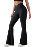 1 x RAW Customer Returns OMKAGI Women s Flared Yoga Trousers, Bootcut Yoga Pants Women, High Waist Seamless Ribbed Flare Leggings Push Up Long Sports Trousers M, Black-18  - RRP €20.99