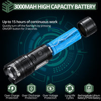 1 x RAW Customer Returns EYPINS LED Flashlight Extremely Bright 5500 Lumens, Flashlights USB Rechargeable, XHP70 LED Tactical Flashlight Zoomable Hand Lamp with 7 Light Modes, Waterproof Flashlight for Camping Hiking Emergencies - RRP €20.16