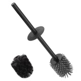 1 x RAW Customer Returns BVL Black Toilet Brush, Toilet Brush Replacement Head, Includes 1PC Brush Head 1PC Silicone Brush Head 1PC Stainless Steel Handle 6.8 6.8 9cm - RRP €13.99